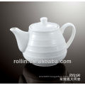 800ml Guangzhou hotel and restaurant supplier white elegant design double lines decoration crockery tea pot wholesale